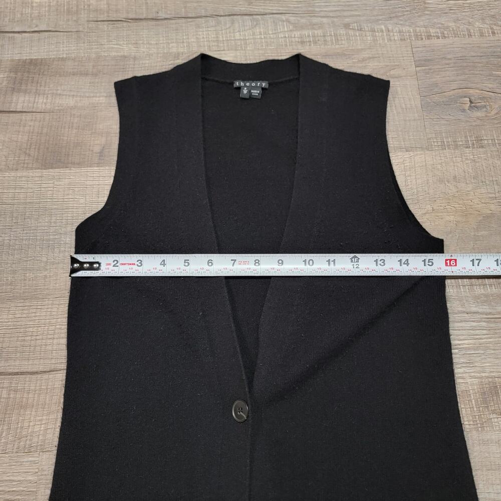 Theory Minareeya Cashmere Long Duster Sleeveless Cardigan Sweater Size XS Black - Picture 8 of 8